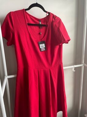 White Mark Red Scoop-Neck Fit & Flare Mini Dress